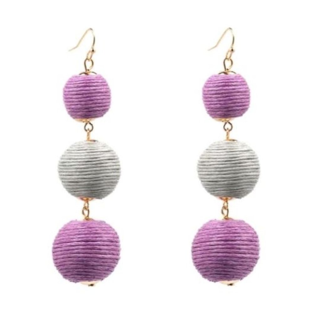 Boho Bohemian Tassel Three Large Ball Long Earring
